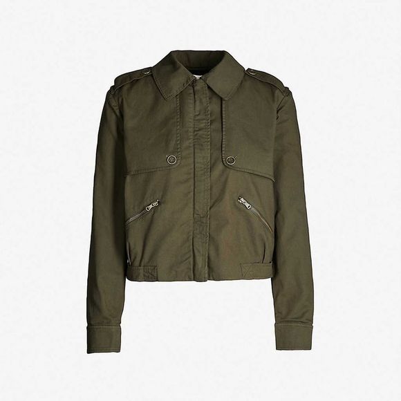 PAIGE Aubree Cropped ZIP-Front Green Jacket L NWT - Picture 6 of 11